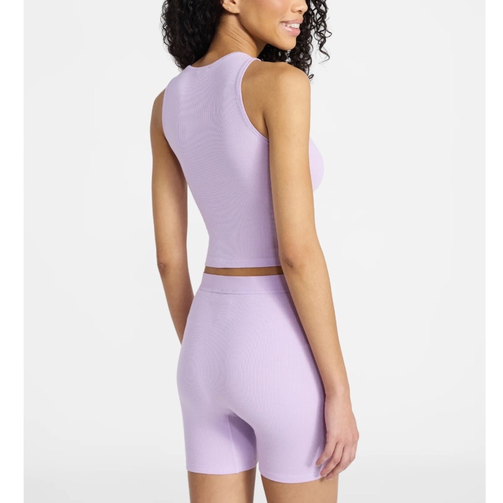 No Boundaries Ribbed Crop Tank and High-Waist Short Set - Lavender Spring - Picture 3 of 3